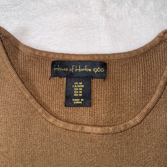 House of Harlow 1960 Brown Black Stripe Knit Crop Tank Top Minimalist Medium - Picture 3 of 7